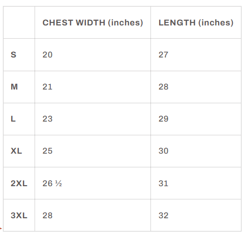 All Be Happy Unisex Hoodie size chart