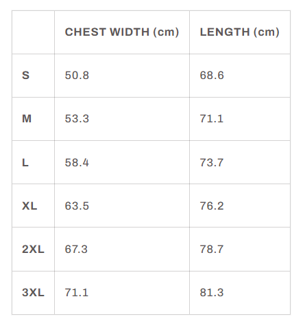 Laughing Man Heritage Unisex Hoodie size chart