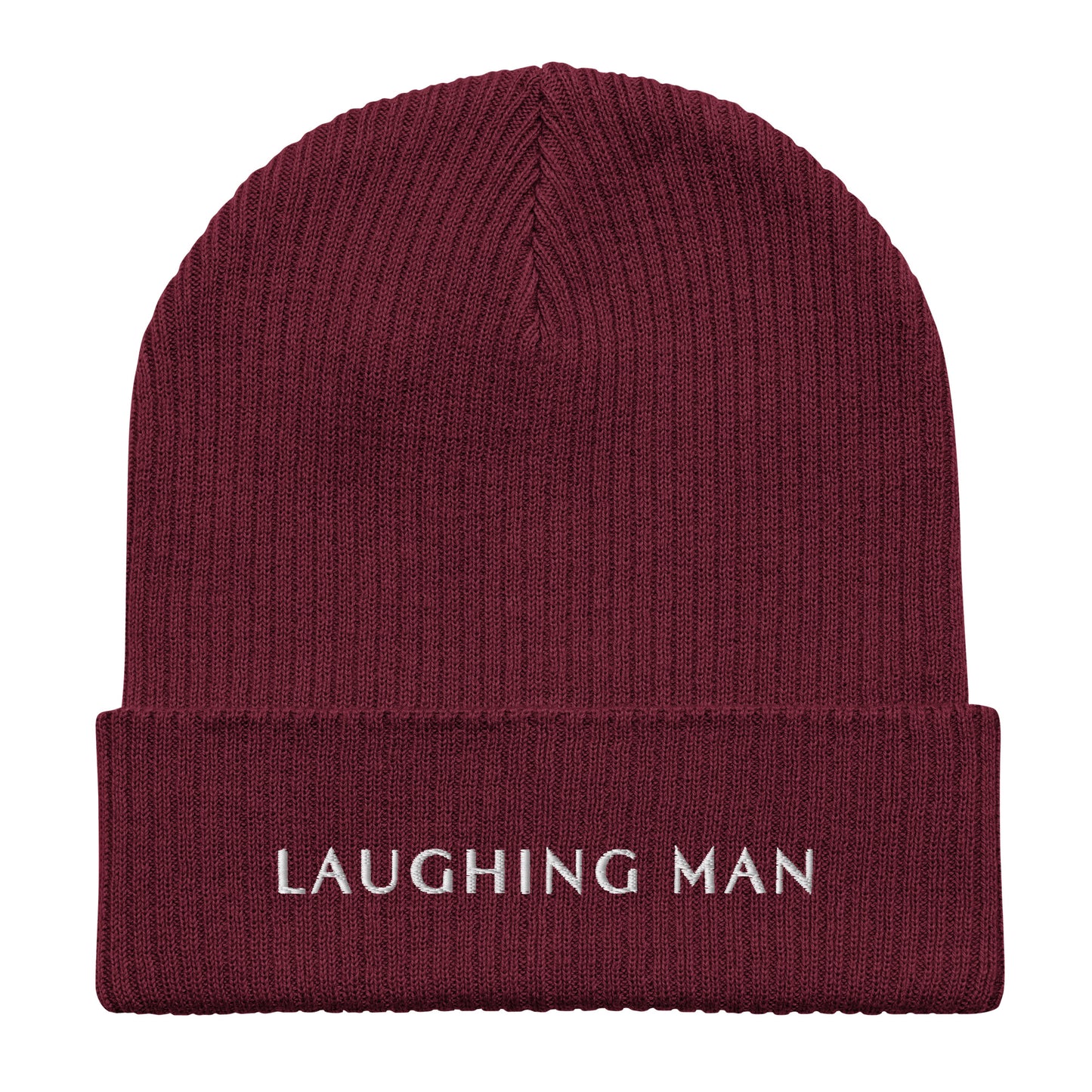 Laughing Man Signature Organic Ribbed Beanie.